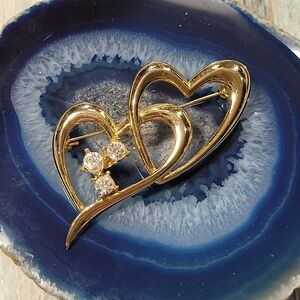 Hearts with Rhinestones Brooch.